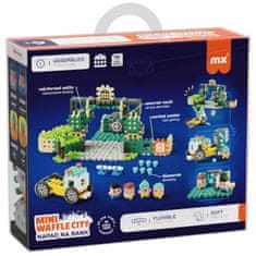 MARIOINEX Marioinex Mini Waffle City: Napad na banko, komplet gradbenih kock, mehke kocke za otroke, varne – 148 kosov