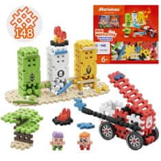 MARIOINEX Marioinex Mini Waffle City: Gasilska akcija, komplet gradbenih kock, mehke kocke za otroke, varnih 148 kosov