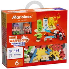 MARIOINEX Marioinex Mini Waffle City: Gasilska akcija, komplet gradbenih kock, mehke kocke za otroke, varnih 148 kosov
