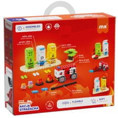 MARIOINEX Marioinex Mini Waffle City: Gasilska akcija, komplet gradbenih kock, mehke kocke za otroke, varnih 148 kosov