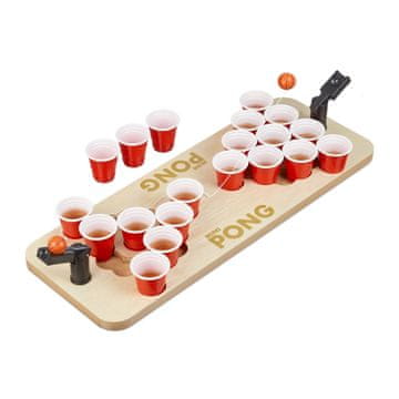 Northix Mini Beer Pong set z rdečimi skodelicami in katapultom
