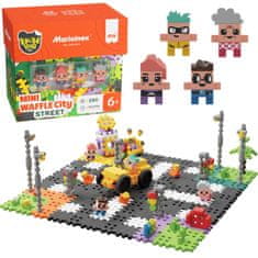 MARIOINEX Marioinex Mini Waffle Ulica, komplet gradbenih kock, mehke kocke za otroke, varne – 280 kosov