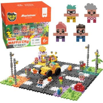 MARIOINEX Marioinex Mini Waffle Ulica, komplet gradbenih kock, mehke kocke za otroke, varne – 280 kosov