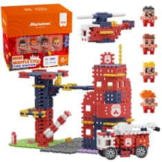 MARIOINEX Marioinex Mini Waffle City: Gasilska postaja, komplet gradbenih kock, mehke kocke za otroke, varne, 280 kosov