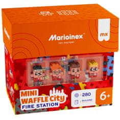MARIOINEX Marioinex Mini Waffle City: Gasilska postaja, komplet gradbenih kock, mehke kocke za otroke, varne, 280 kosov