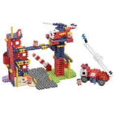 MARIOINEX Marioinex Mini Waffle City: Gasilska postaja, komplet gradbenih kock, mehke kocke za otroke, varne, 280 kosov