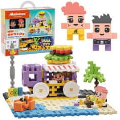 MARIOINEX Marioinex Mini Waffle City: Food Truck Komplet gradbenih kock, mehke kocke za otroke, varne – 148 kosov