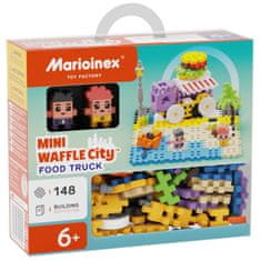 MARIOINEX Marioinex Mini Waffle City: Food Truck Komplet gradbenih kock, mehke kocke za otroke, varne – 148 kosov