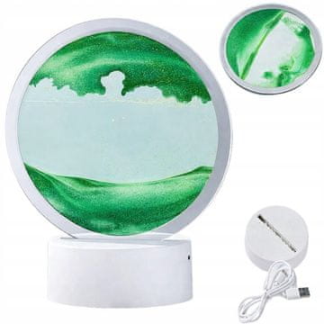 Verkgroup USB LED RGB 3D namizna steklena peščena slika 19cm zelena