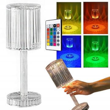 Verkgroup LED RGB aku. namizna kristalna svetilka USB daljinec