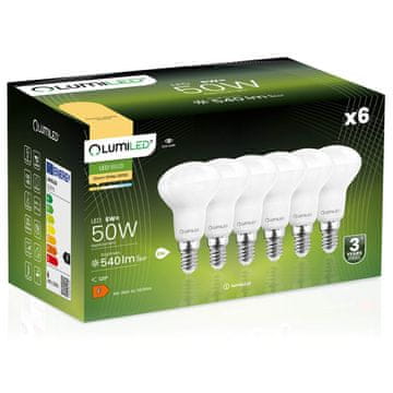 shumee 6x LED žarnica E14 reflektor R50 6W = 50W 540lm 3000K topla 120° LUMILED