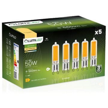 LUMILED 5x G9 LED kapsulna žarnica 5W = 50W 560lm 3000K topla 360° žarnica z žarilno nitko