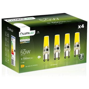 LUMILED 4x G9 LED žarnica v kapsuli 5W = 60W 550lm 4000K nevtralna 360° žarnica z žarilno nitko