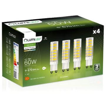 LUMILED 4x G9 LED žarnica v kapsuli 7W = 60W 670lm 4000K nevtralna 360° osvetlitev