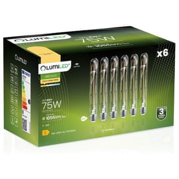 LUMILED 6x LED žarnica E27 cevasta T30 8W = 75W 1055lm 3000K topla 360° žarnica z žarilno nitko