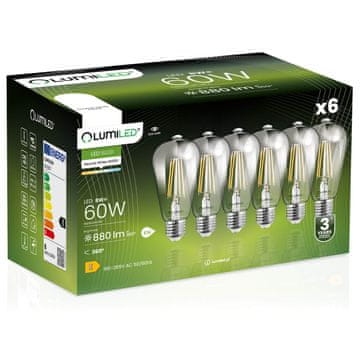 shumee 6x LED žarnica E27 Edison ST64 8W = 60W 880lm 4000K Nevtralna 360° ŽARNICA LUMILED