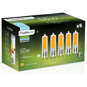 shumee 5x G9 LED žarnica v kapsuli 5W = 50W 560lm 6500K hladno 360° FILAMENT LUMILED