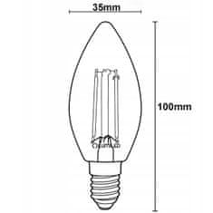 LUMILED 10x LED žarnica E14 svečka B35 7W = 60W 806lm 3000K topla 360° osvetljena z žarilno nitko
