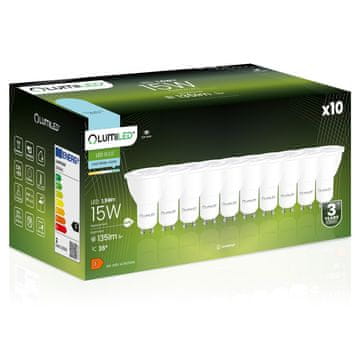 shumee 10x LED žarnica GU10 reflektor PAR16 1,5 W = 15 W 135 lm 6500 K hladno 36° LUMILED