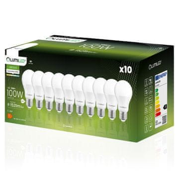 LUMILED 10x LED žarnica E27 A60 13W = 100W 1521lm 4000K nevtralna 260° svetilnost