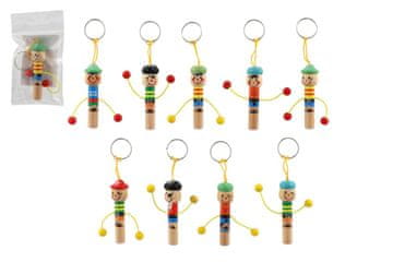 Teddies Piščalka lutka obesek les 8cm z zanko
