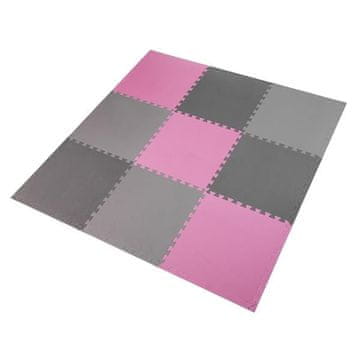 ONE Fitness MP10 MULTIBALENIE OCHRANNÁ PODLOŽKA NA SKLADANCE VOĽNE SIVÁ-RUŽOVÁ-STREDNE SIVÁ 60x60x1,0 CM (SADA 9 KS) ONE FITNESS