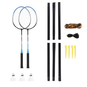 NILS NRZ012 jekleni / badmintonski komplet 2 loparja + 3 loparji + mrežica + prevleka za žogico