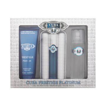 Cuba Prestige Platinum darilni set toaletna voda 90 ml + gel za prhanje 200 ml + losjon po britju 100 ml za moške
