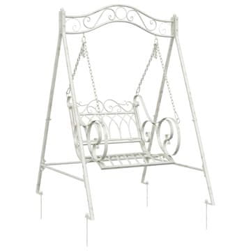 Vidaxl Gugalna klop Jeklo 113 x 121,5 x 168 cm Antik bela