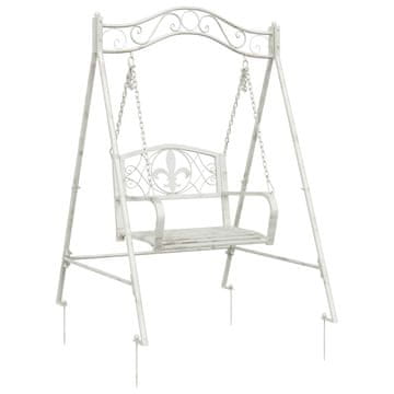 Vidaxl Gugalna klop Jeklo 113 x 121,5 x 168 cm Antik bela