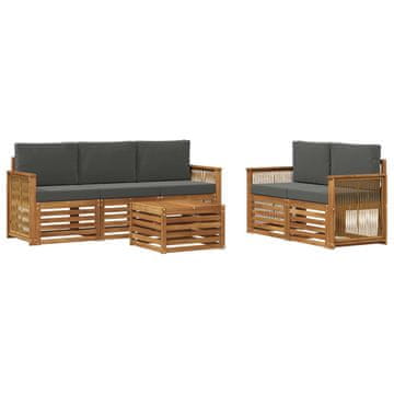 Vidaxl Sedežne garniture z blazino 6 szt. Masiven les akacije