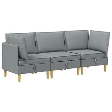 Vidaxl Modularni kavč s shranjevanjem 3 szt. Svetlo siva Blago