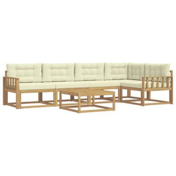 Vidaxl Zunanja garnitura za sedenje 6 szt. Bela in krem 79 x 79 x 37 cm