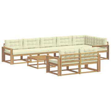 Vidaxl Zunanja garnitura za sedenje 9 szt. Bela in krem 79 x 79 x 37 cm