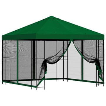Vidaxl Vrtni gazebo s stranskimi stenami 3 x 3 m Zelena