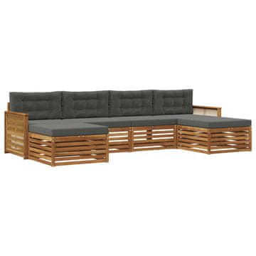 Vidaxl Sedežne garniture z blazino 6 szt. Masiven les akacije