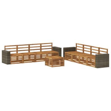 Vidaxl Sedežne garniture 9 szt. Masiven les akacije