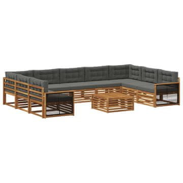 Vidaxl Zunanja garnitura za sedenje 10 szt. Naravna in antracitna