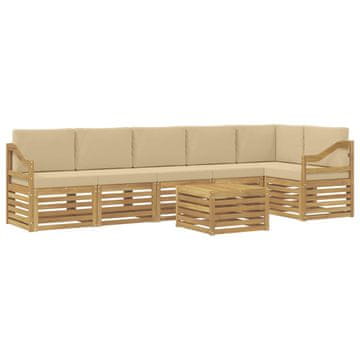 Vidaxl Zunanja garnitura za sedenje 7 szt. Bela in bež 59 x 59 x 37 cm