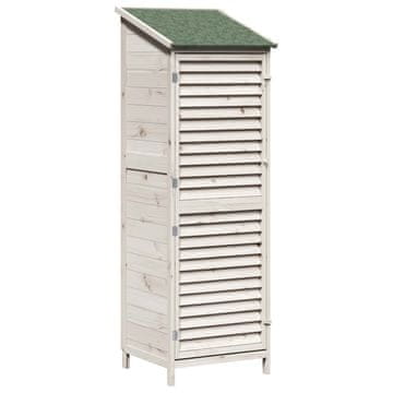 Vidaxl Vrtno skladišče s streho Bela 59 x 56 x 176 cm Trdna smreka