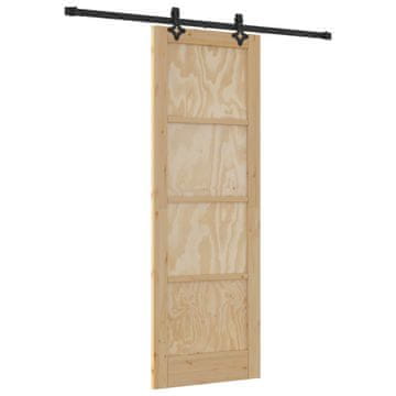 Vidaxl Drsna vrata Naravna in črna 73,5 x 211 cm Trdna borovina