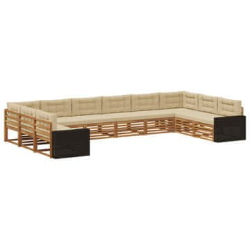Vidaxl Sedežne garniture z blazino 10 szt. Masiven les akacije