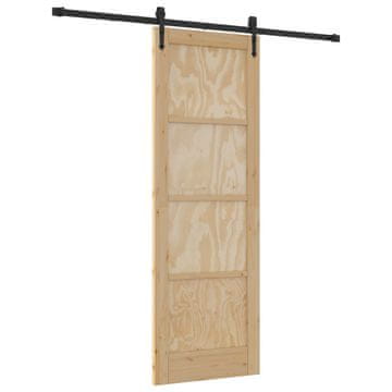 Vidaxl Drsna vrata ORKDAL Naravna in črna 73,5 x 211 cm Trdna borovina