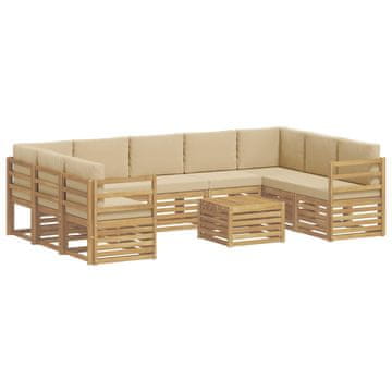 Vidaxl Sedežne garniture 10 szt. Bela in bež 59 x 59 x 37 cm Poliester