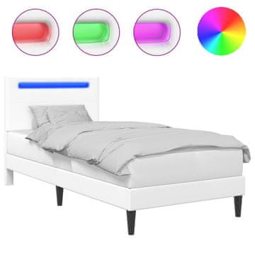 Vidaxl Konstrukcija postelje z vzglavjem Bela 90 x 200 cm Umetno usnje