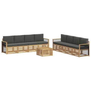 Vidaxl Sedežne garniture z blazino 9 szt. Bela in antracit Poliester
