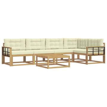 Vidaxl Zunanja garnitura za sedenje 6 szt. Bela in krem 79 x 79 x 37 cm