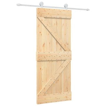 Vidaxl Drsna vrata Naravna in bela 85 x 210 cm Masiven borov les