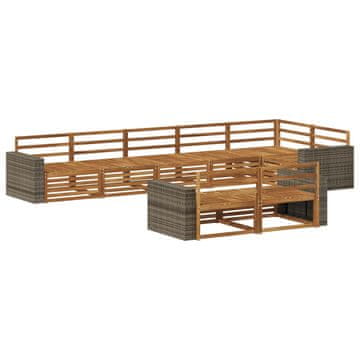 Vidaxl Zunanja garnitura za sedenje 8 szt. Naravna