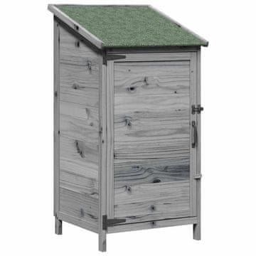 Vidaxl Vrtno skladišče s streho Siva 59 x 56 x 113,5 cm Trdna smreka